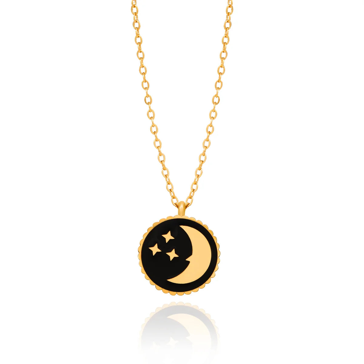 Chris April 316L Stainless Steel PVD Gold Plating Moon Stars Necklace