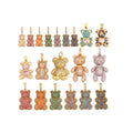 Luxury Fine Inlaid Rainbow Cubic Zirconia Charm PendantCute Bear Jewelry Necklace Bracelet Making Wholesale Supplies M85
