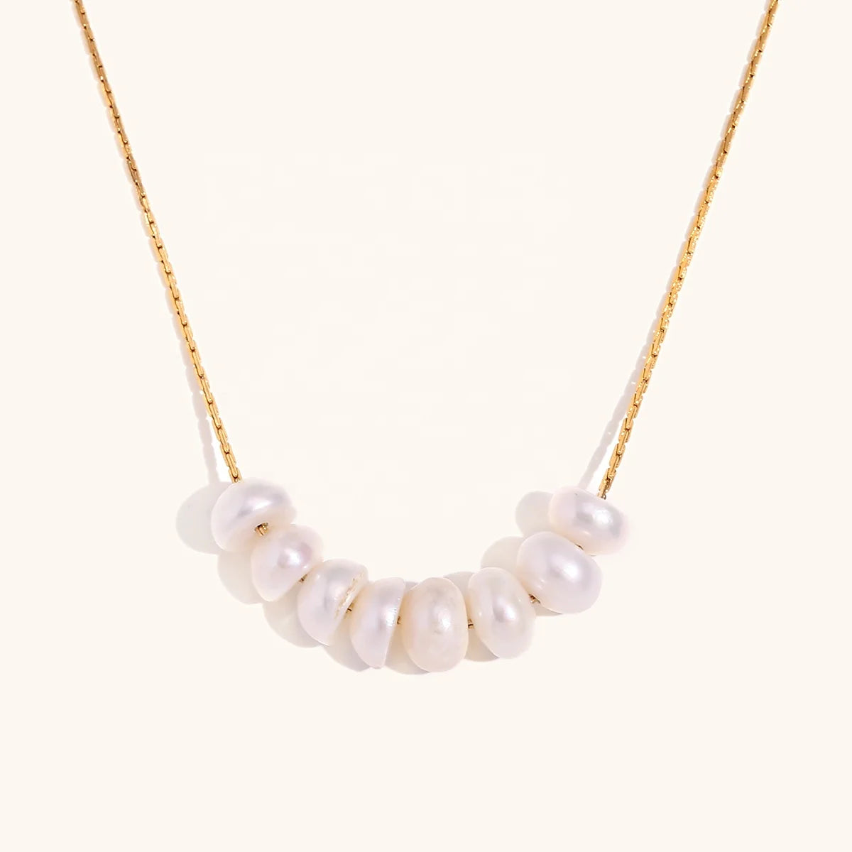 Dingran Summer Beach Jewelry Fresh Water Pearl Beaded Necklace Waterproof Stainless Steel Jewelry for Women