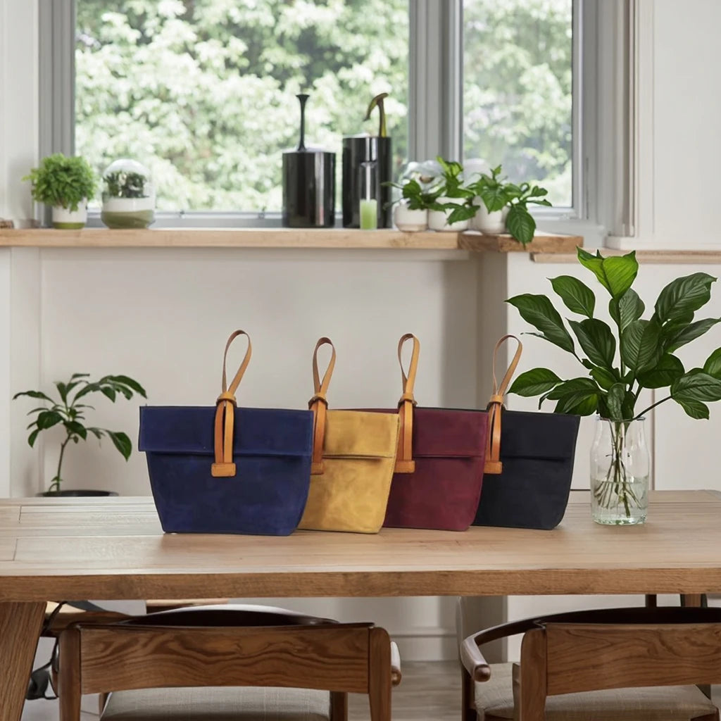 Portable Wristlet Leather Canvas Luxury Tote Shopping Bag Hand Carrier Bag