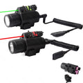 Strong Power Light Multi-function 3-gear Adjusting Tail Line Long-range Red & Green Laser Hunting LED Tactical Torch Flashlights