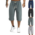 L-5XL Summer Men's Cotton and Linen Casual Five-point Shorts Beach Casual Pants Lanyard New Beach Shorts