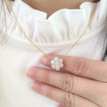 18k Yellow Gold Diamonds Necklace 4mm Lab Grown Diamonds Def Color Vs Clarity Flower Design Diamonds Pendant with Gold Chain