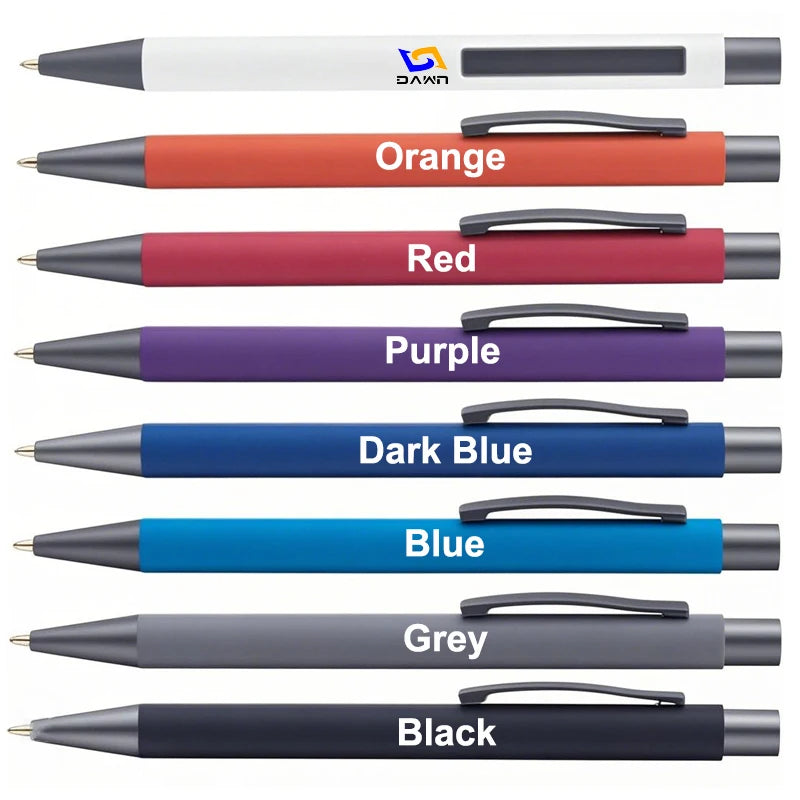 Promotional Custom 1.0mm Writing Width Aluminum Metal Ball Pen With Soft Rubber Laser Print Logo for Design School Supply