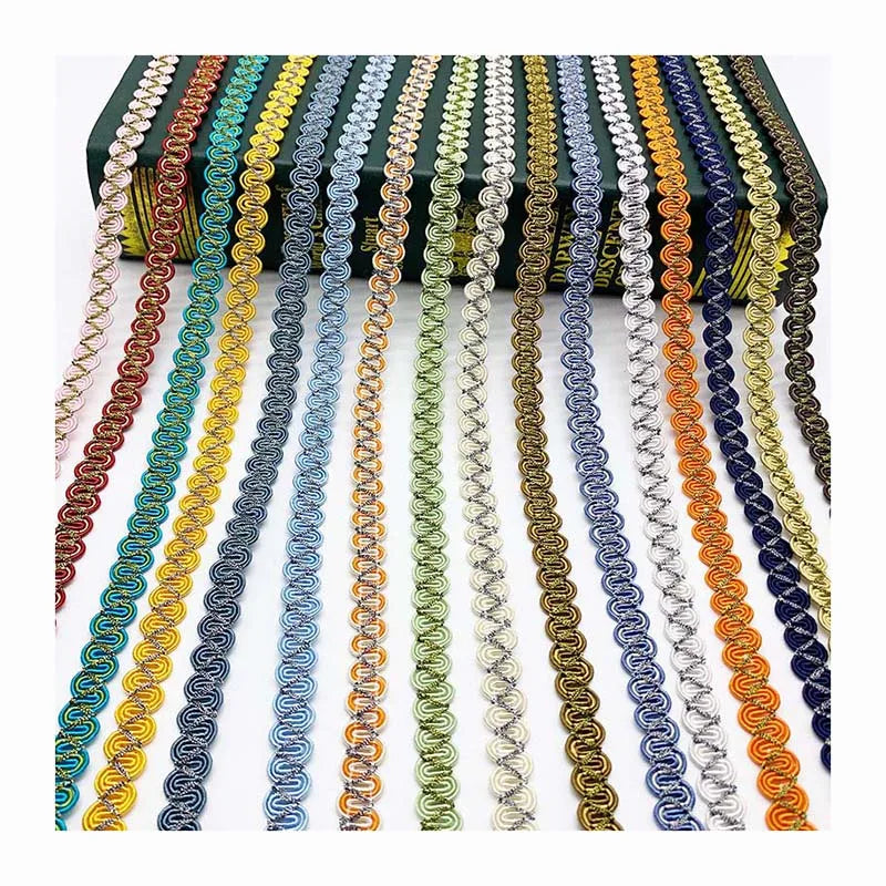 10mm DIY Home Textile Curtain Wave Braided Edge Fabric Lace Polyester Silk Pillow Clothing S Shape Twisted Cord Edge Lace Trim