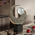 Dark Gold Office Crafts Wine Cabinet Decorations Moon Shaped Resin Crystal Ornaments Modern Home Decor for Living Room Bedroom