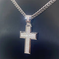 Double Layered 3D Pass Diamond Tester  Hip Hop Jewelry Iced Out Men Jesus Style VVS Moissanite Cross Pendant Necklace