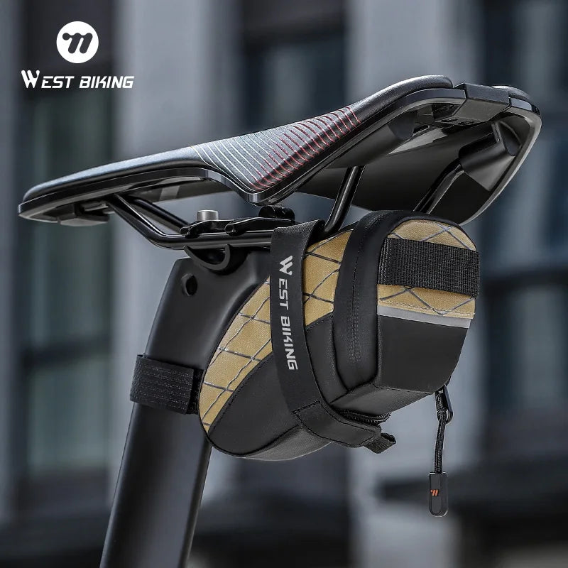 WEST BIKING Mini Bicycle Saddle Bag Travel Reflective Waterproof Cycling Bike Packing Compact Portable Cycling Saddle Tail Bag MegaBDM