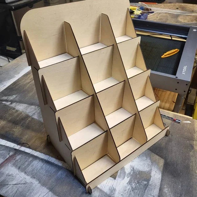 Wooden Display Stand Laser Cut Custom Retail Sticker Candle Jewelry Stand  Display Plywood  with Different Quantity Slots