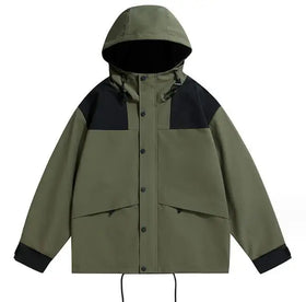 Spring and Autumn New Men's Sports Cargo Jacket Thin Windproof Color Block All-matching Casual Hooded Coat