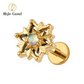 ASTM F136 Titanium 16G Internal Thread Tribal Sun Helix Stud with Opal Internally Threaded Labret Cartilage Conch Stud Piercing