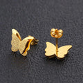 INS Style Fashion 18K Gold Silver Rose Plated Stainless Steel Small Butterfly Wing Stud Earring Jewelry for Woman