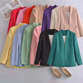 XS-L Spring Women's New Line Coat Solid Color Fashionable Temperament Buttonless Casual Suit Coat Pocket Blazers Ladies Women