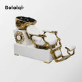 BOLAIQI Luxury Shampoo Gold Bowls Sink and White Chairs Hairdressing Salon Shampoo Station Gold Shampoo Chair