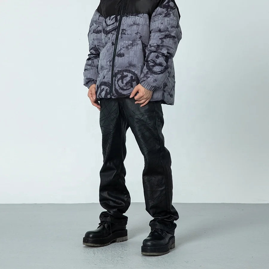 Custom Label Trousers for Men Drop Ship Boys Men Wax Coated Stock Pants Black Waxed Jeans Pants