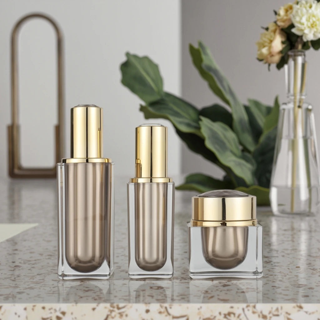 Luxury 30ml 50ml 100ml 120ml Acrylic Plastic Cream Jars Empty Skin Care Container Pump Sprayer Custom Cosmetic Lotion