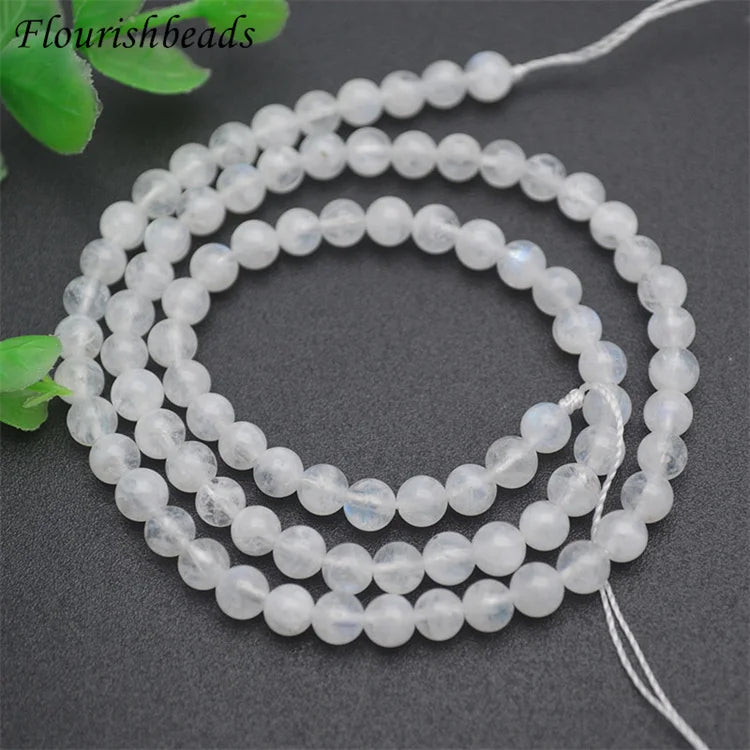 Wholesale Jewelry Making Supplies Natural Stone Round 4mm Blue Moonstone Loose Beads for DIY Bracelet Necklace Earring Making