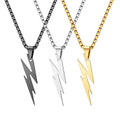 SC Classic Box Chain Hip Hop Stainless Steel Necklace Fashion Lightning  Pendant Necklace for Men Women