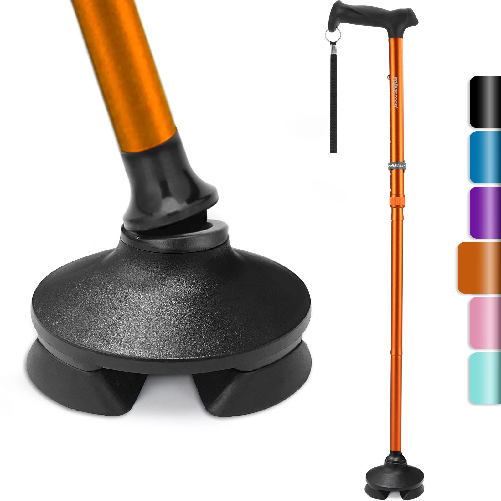 Rehaescort Aluminum Walking Stick Personal Defense Adjustable Height Multi-Use Silver Walking Cane for Elderly