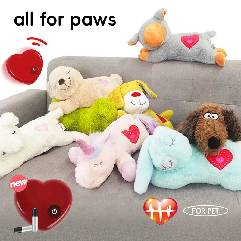 AFP Hot Sale Anti-anxiety Sleeping Aid Stress Relief Stuffed Plush Heartbeat Toy Dog Puppy Warm Calming Heart Beat Toy for Pets