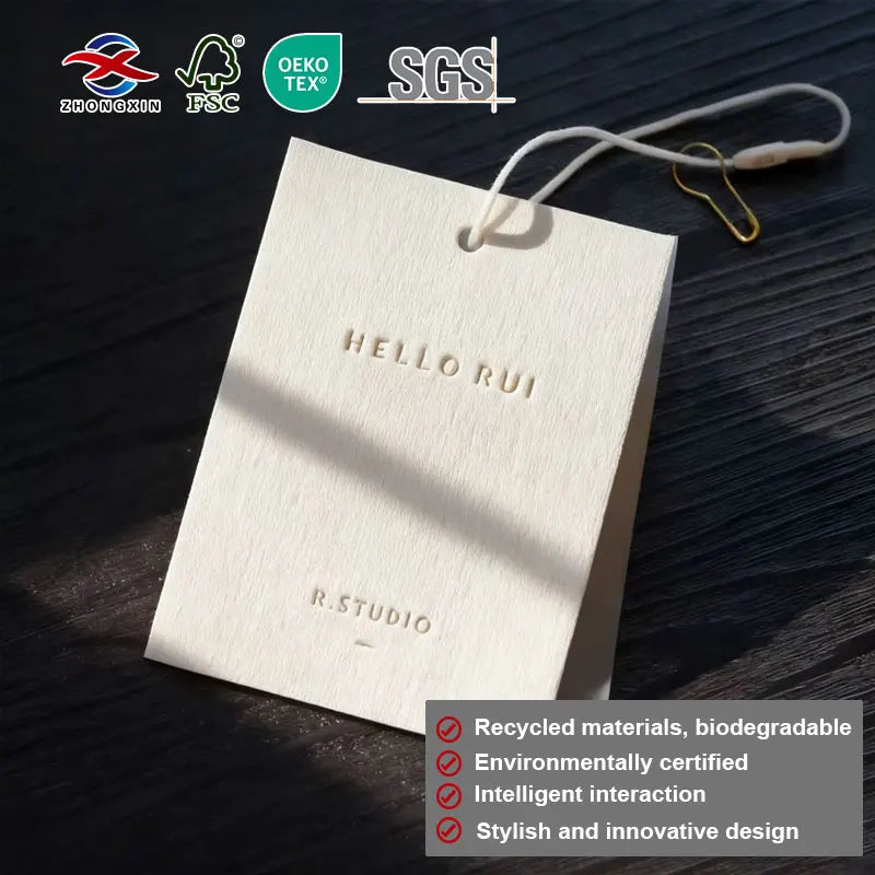Eco-Friendly Recyle Hang Tag Embossed Hangtags for Clothing Clothing Brand Hanging Tag String Custom hang Tags logo