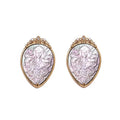Heizun Factory New Trendy MEDUSA Mother of Pearl Sterling Silver MOP Natural Carved Shell Cameo Jewelry Earrings