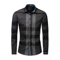 RNSHANGER Fashion Patchwork Plaid Shirt for Men Casual Button Down Long Sleeve Cotton Dress Shirts Social Business Shirts
