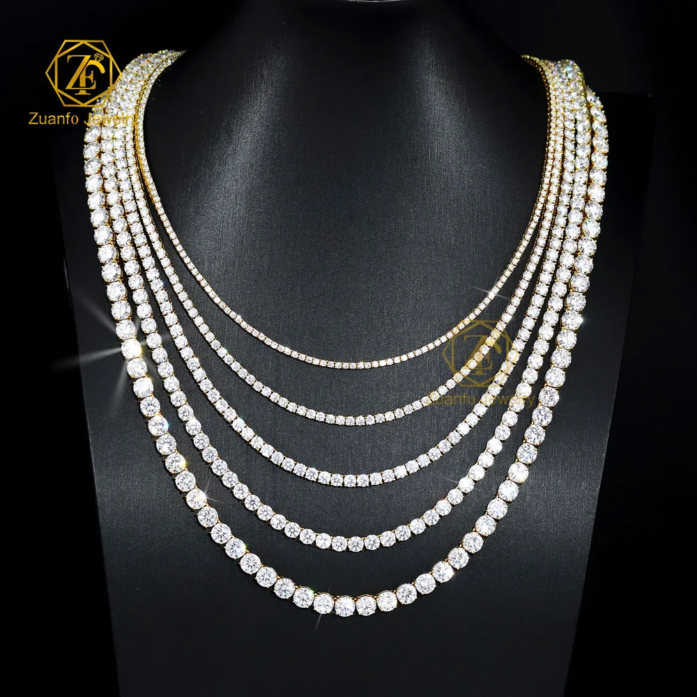 Best Wholesale Price 925 Silver 18K White Gold Plated Tennis Chain VVS Diamond Iced Moissanite Necklace 2mm 3mm 4mm Hip Hop