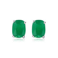 Fine Jewelry 925 Sterling Silver Four Claws Oval Big Stone Zircon Stud Earrings