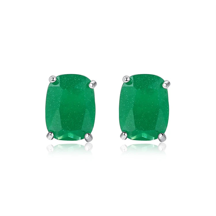 Fine Jewelry 925 Sterling Silver Four Claws Oval Big Stone Zircon Stud Earrings