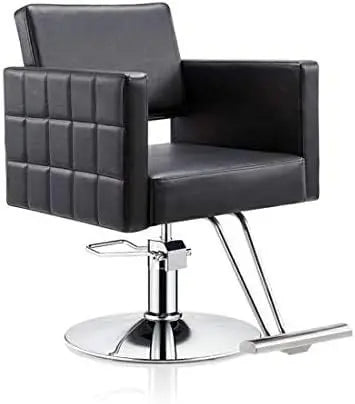 S.W Beauty Salon Hairdresser Chair Black Rotatable Back Tilted Salon Chair for Hair Stylist Makeup Chair