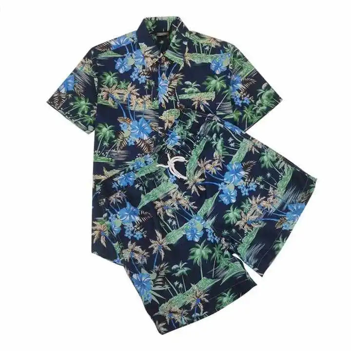 Factory Custom Button up Aloha Shirt With Shorts Set Custom Hawaii Set