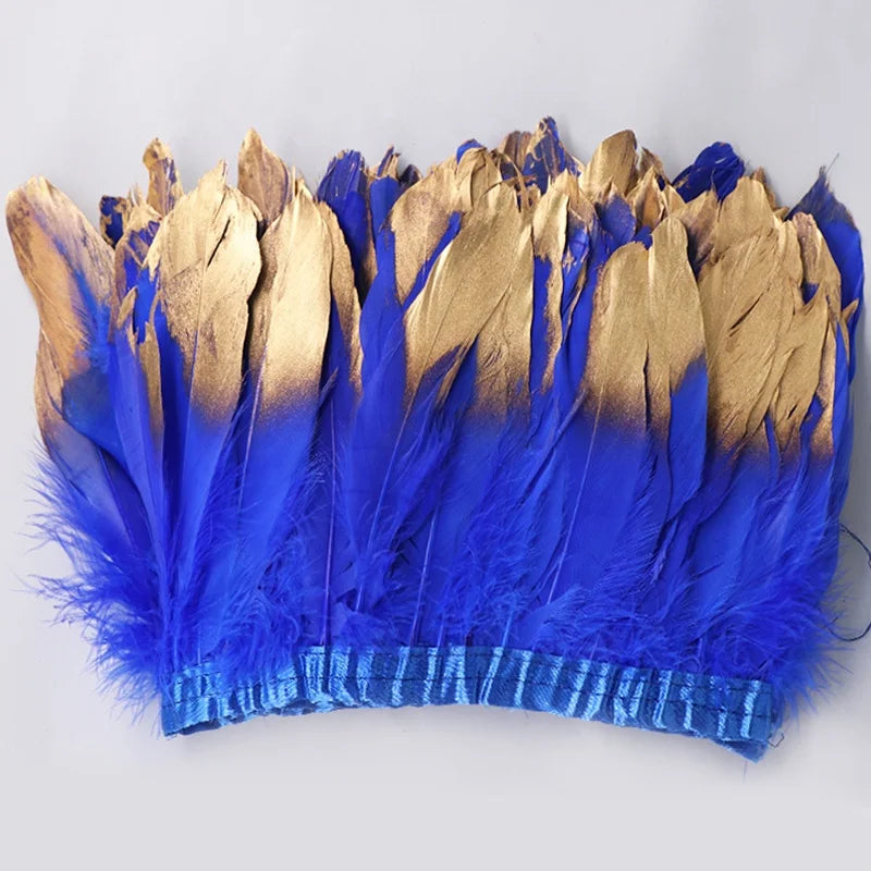 Wholesale 15-20cm Golden Goose Feathers Dyed Pattern Spray Painted for Clothing Carnivals Performances