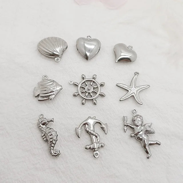 Diy Jewelry Necklace Bracelet Finding Anklet Clothing Hollow Pendant Tag Stainless Steel Heart Starfish Fish Pendant Charm