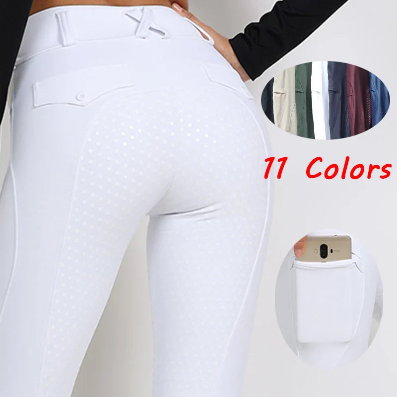 Ready to Ship White Full Seat Silicone Women Racing Horse Riding Breeches Horse Tights Leggings Equestrian Clothing Ladies