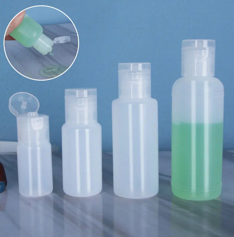 Mini Plastic Squeeze Bottles 10ml 20ml 30ml 50ml Soft PE with Flip Top Cap Easy Open Sealing for Lotion Cream Shampoo