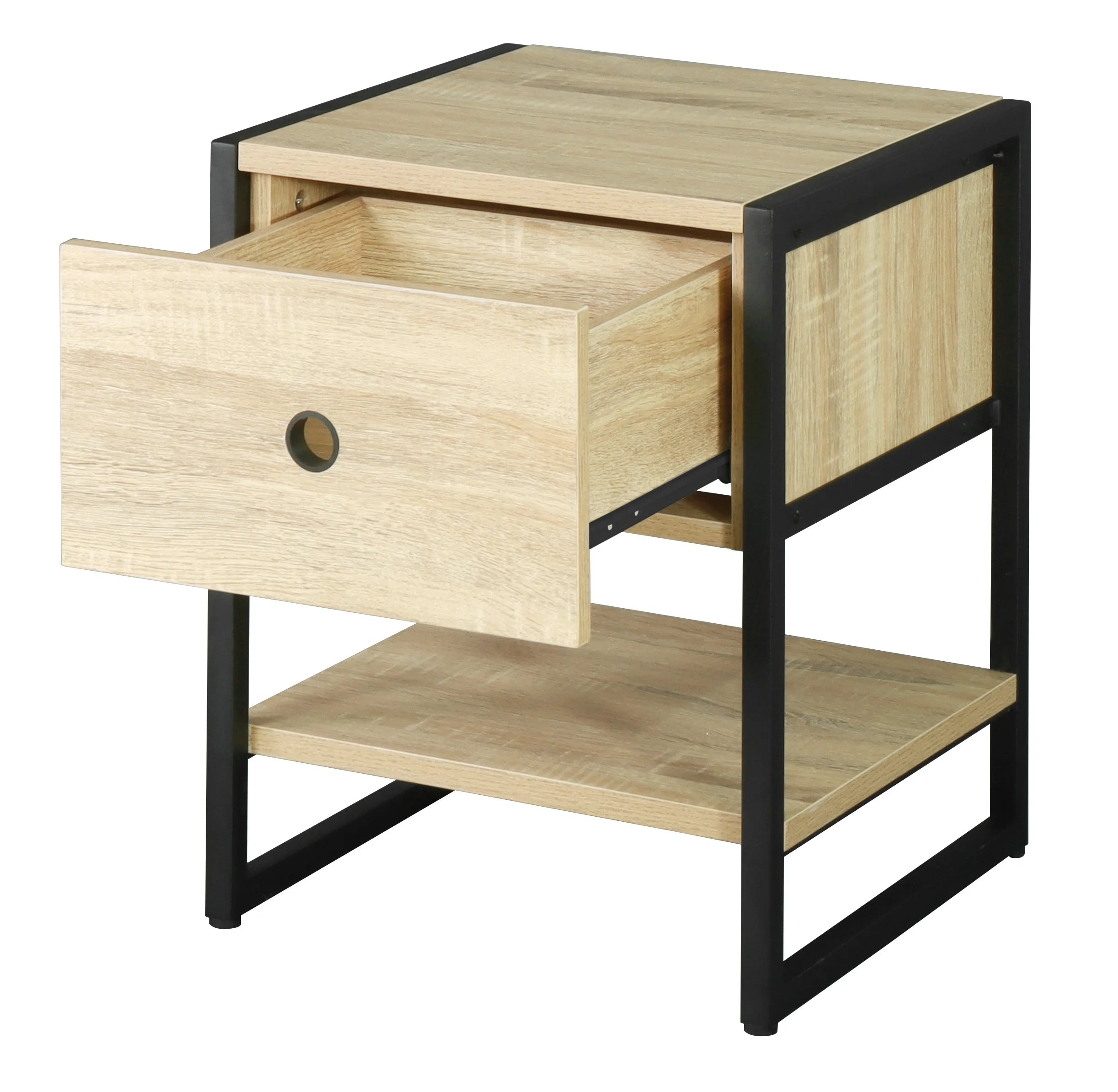 Modern Simple Storage Night Stand Hot Bedside Table Metal Cabinet for Bedroom Hotel Apartment Minimalist Design Wooden Furniture