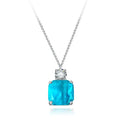 Blue Square Paraiba Necklace 925 Silver Cushion Shaped Paraiba Tourmaline Necklace