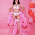 Luxury Pink Ballroom Club Dress for Adults Party Singer Stage Dance Costume Exotic Dancewear Long Show Dress