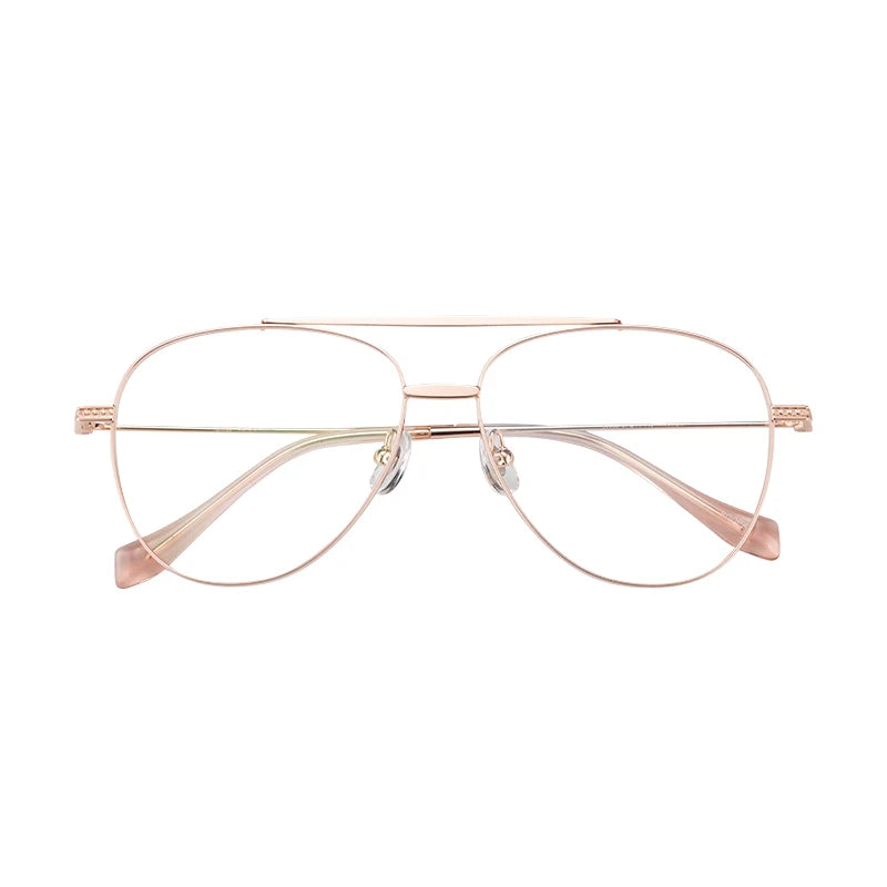 Double Bridge Titanium Optical Glasses Frame Unisex Fashionable Diamond Face Durable Daily Wear Prescription Myopia Eyeglasses