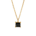 Luxury Stainless Steel Non Tarnished 18K Gold Plated Square Black Cubic Zirconia Pendant Women Necklace