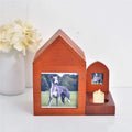 Pet Memorial Urn Box Wooden House Shape and Candle Holder Pet Urn for Dog Cat Ashes with Personalized Photo Frame