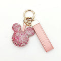 Designer Luxury Car Key Chain Mickey Bear Cat Heart Animal Pink Leather Rhinestone Keychain