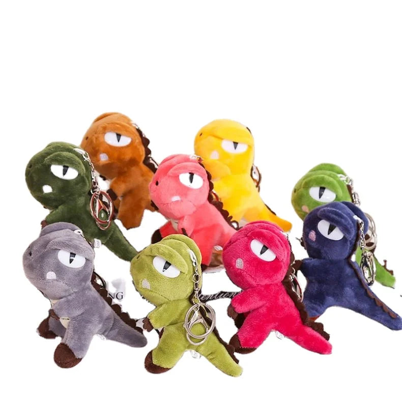 Wholesale Funny Cute Dinosaur Plush Toy Keychain Pendants Promotion Anime Cartoon Kawaii Dinosaur Stuffed Animals Toys KeyRing