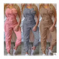 Joyyoung Women's Breathable Hooded Summer Workwear Jumpsuit Sleeveless Overalls Minimalist Ankle Pants with Waistband