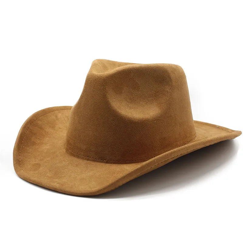 Men Women Suede Cowboy Hat 2023 Large Vintage Minimalist Jazz Hat Traveling Gentleman Wide Suede Cowboy Hat