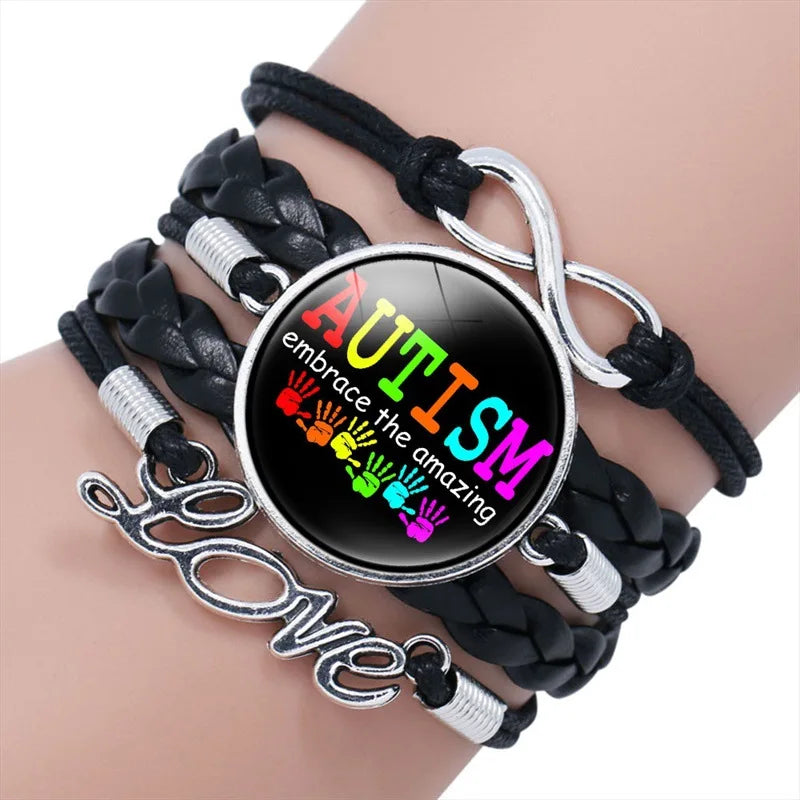 Autism Warrior Jigsaw Puzzle Pieces Charm Bracelet Women's Autism Awareness Ribbon Fashion Jewelry
