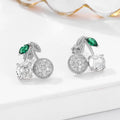Wholesale Exquisite Creative Fruit Jewelry 925 Sterling Silver Big Round Gemstone Cherry Stud Earrings