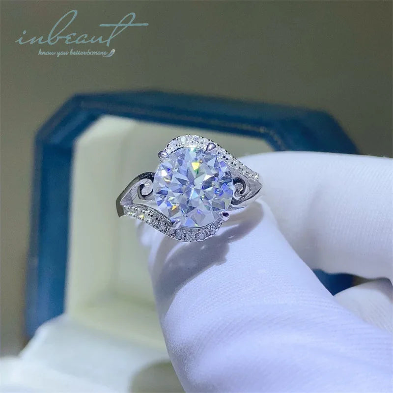 New Arrival Silver 925 Original 3 Carat Brilliant Cut Diamond Test Past D Color Moissanite Ring for Wedding Gemstone Jewelry