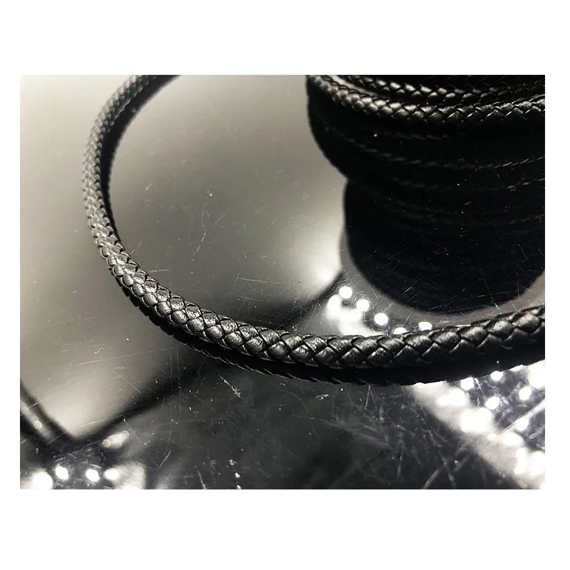 BMZ 2025 Factory Custom  7mm 6 Strands Top Grade Quality Black Real Lamb Suede Leather Cord Braided